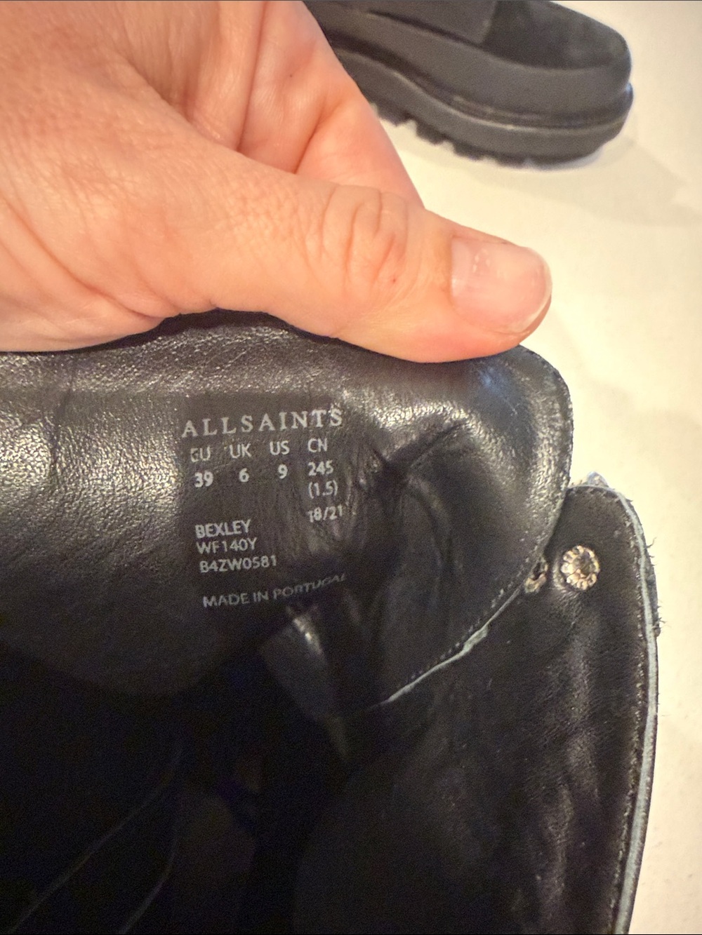 AllSaints Black Lace-Up Combat Boots with Silver Hardware - Picture 5 of 5